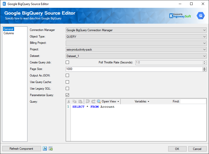 SSIS Google BigQuery Source